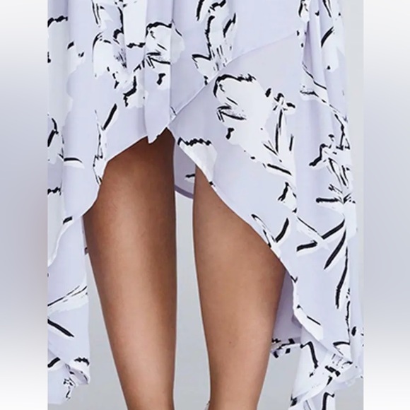 Lane Bryant Lilac Floral Bloom Chiffon Handkerchief Hem Midi Dress 14 Purple NWT - Picture 2 of 16